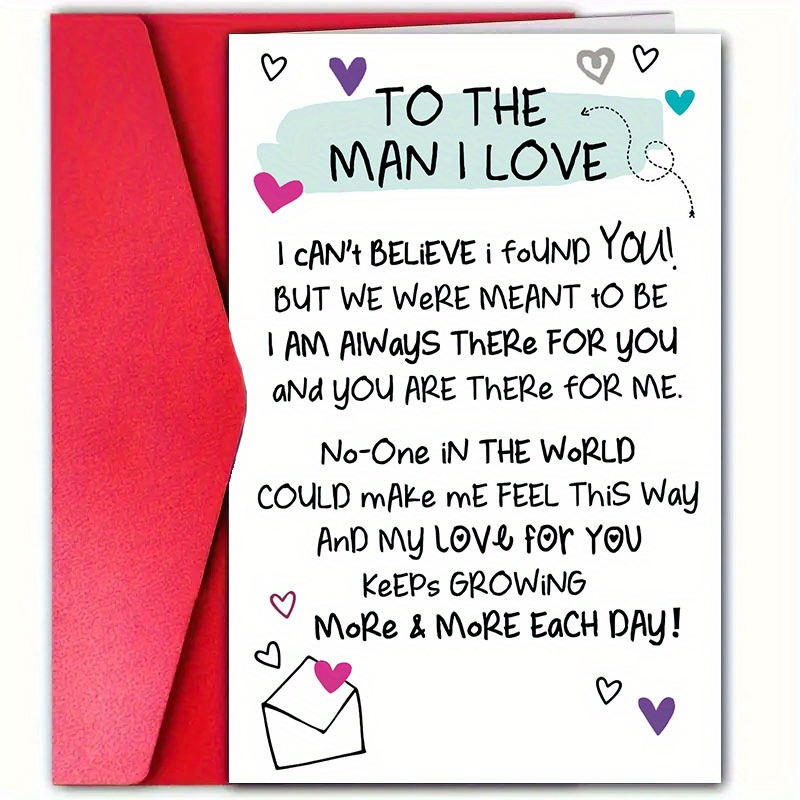 

Valentine's Day Love Greeting Card For Him, Romantic Paper Card With Envelope, For Valentine's , Sweet Message For Man - 4.7x7.1 Inches