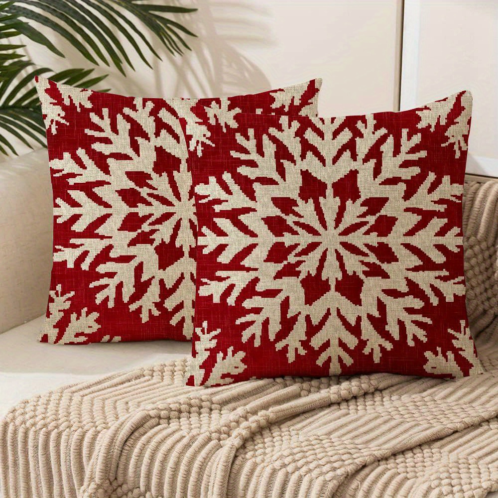 

Set Of 2 Christmas , Red And Zippered , 18x18 , 100% Polyester, For