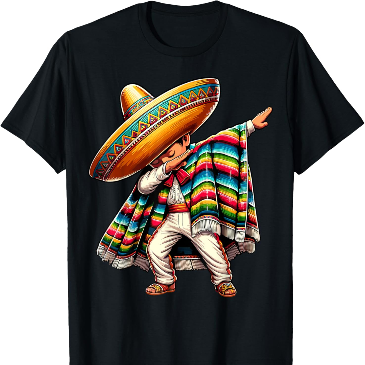 

Dabbing Boys Mexican Poncho De T-shirt Cotton Diymen's Soft Breathable Comfortable Casual Sports Halloween And Christmas Gifts