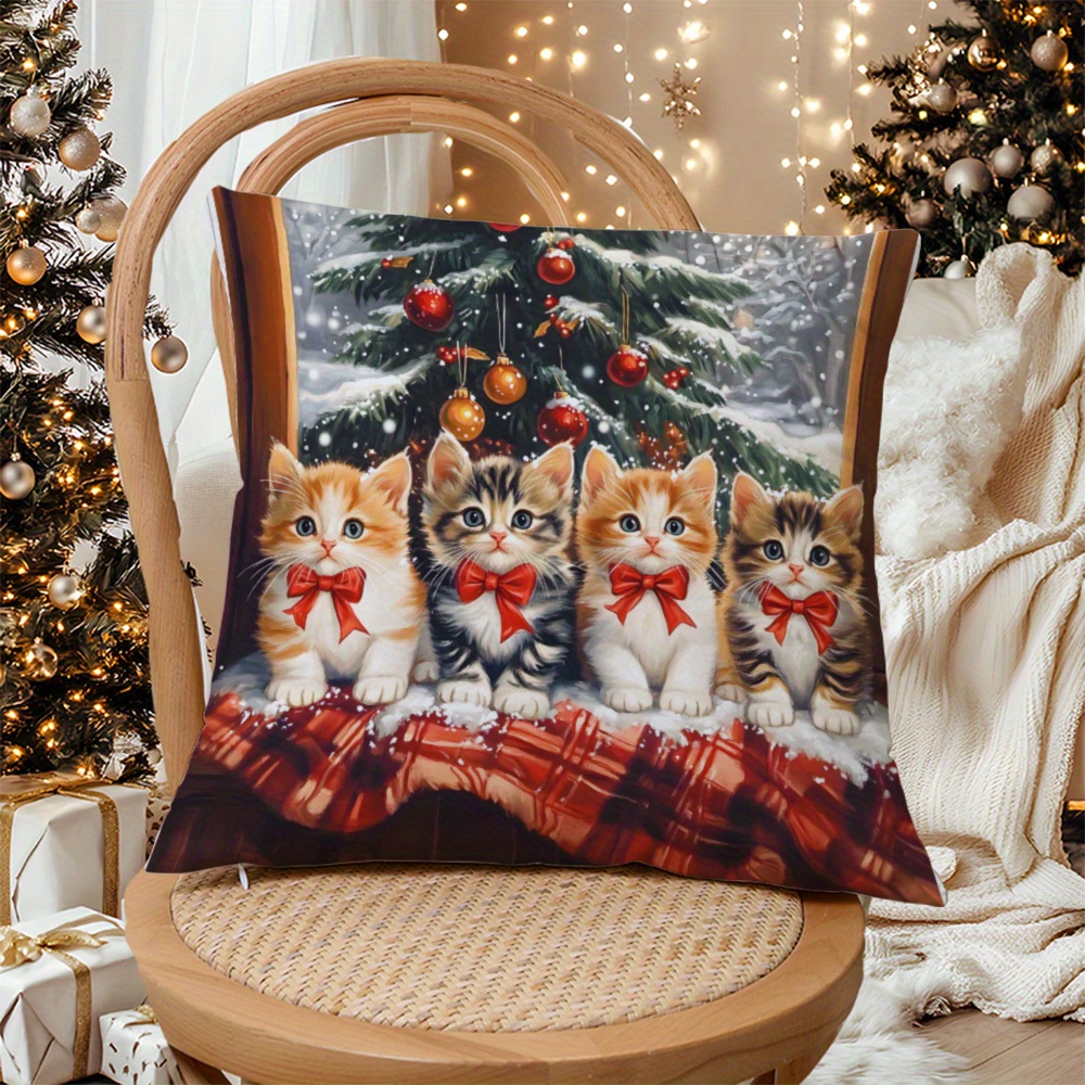 

Super Soft Kitten Pattern Throw Pillow Cover With Hidden Zipper - Sofa, Bed, And Car Decor - Machine Washable Polyester Cushion Case (pillow Insert Not Included)