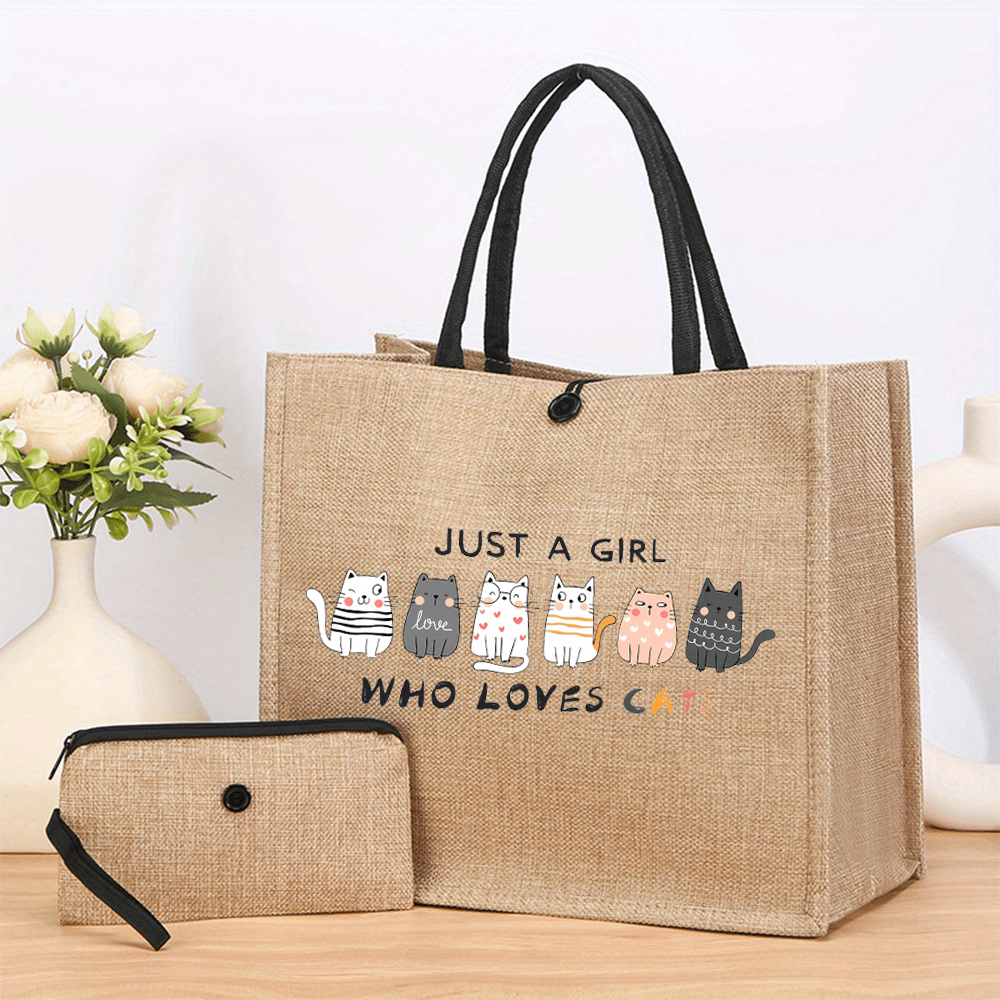 

Who Cats Tote Bag Set With Mini Pouch - 30cm/11.7in X 17cm/6.7in, 34cm/13.3in X 10cm/3.9in, 18cm/7.1in