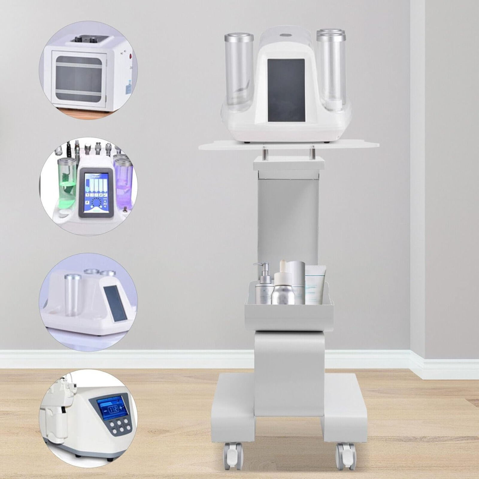 TEMU Trolley Cart, 30in Rolling Cart Beauty Cart With Wheels, Stand Storage Tray, Metal Salon Cart Cart For Salon