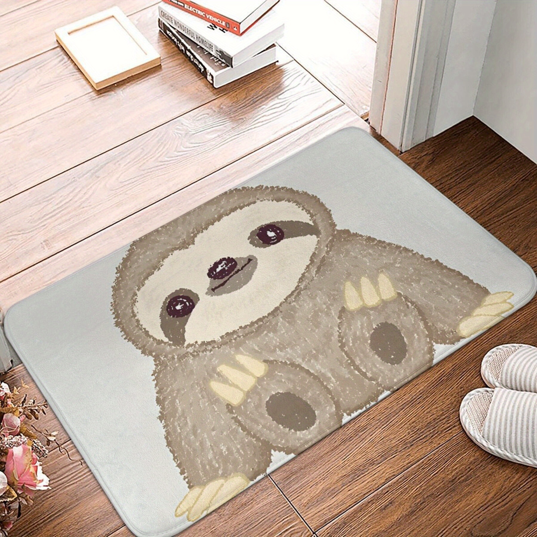 

Sloth-themed Non-slip Bath Mat - Kitchen, Living Room & Entryway - Machine Washable Polyester Rug - Ideal Christmas Gift, Bath Rug