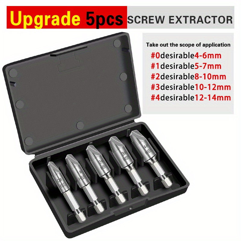 TEMU 5pcs - Set - Stripped & Broken Bolt Removal, Manual Metal Bolt Kit For Diy