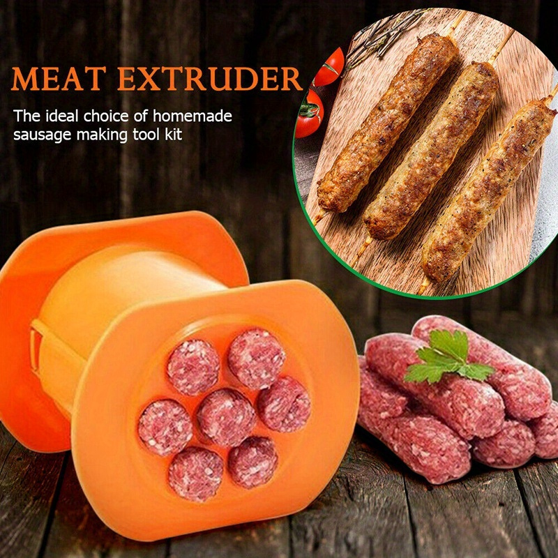 

[1pc 7-hole Meat Sausage Maker] Manual Meat Sausage Maker With , Pp Material, Uncharged Cevapcici Hot Dog Filler Mold, For Homemade Sausage Making Tool Kit