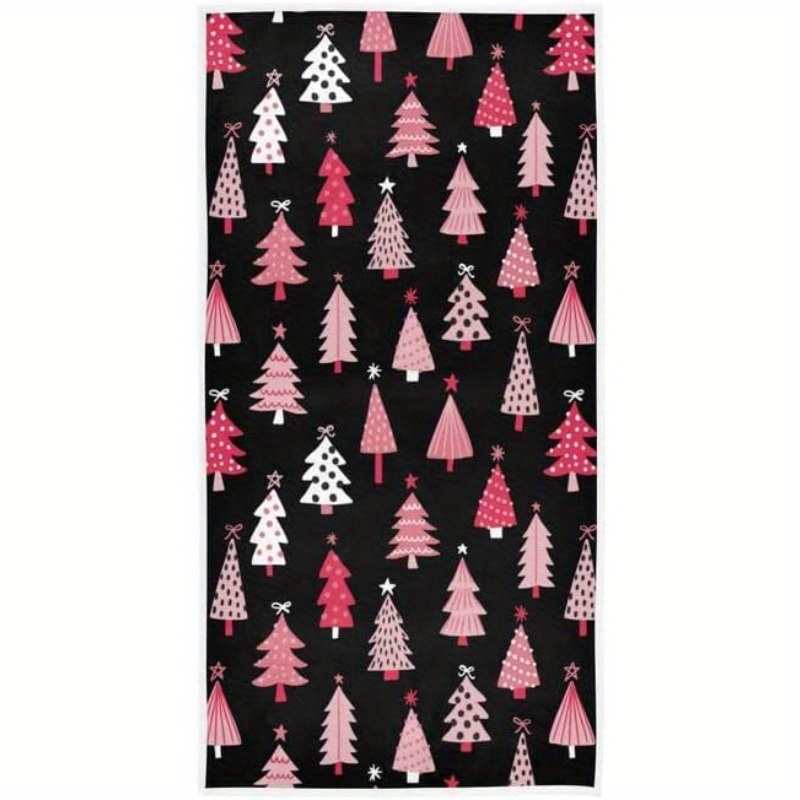 

1pc 18*26inch Christmas Pink Christmas Tree Kitchen Hand Towel Christmas Winter Dish Cloth Fingertip Towel Decoration Soft High Quality Premium Towel Guest Towel Suitable For Bathroom Spa Gym Sports