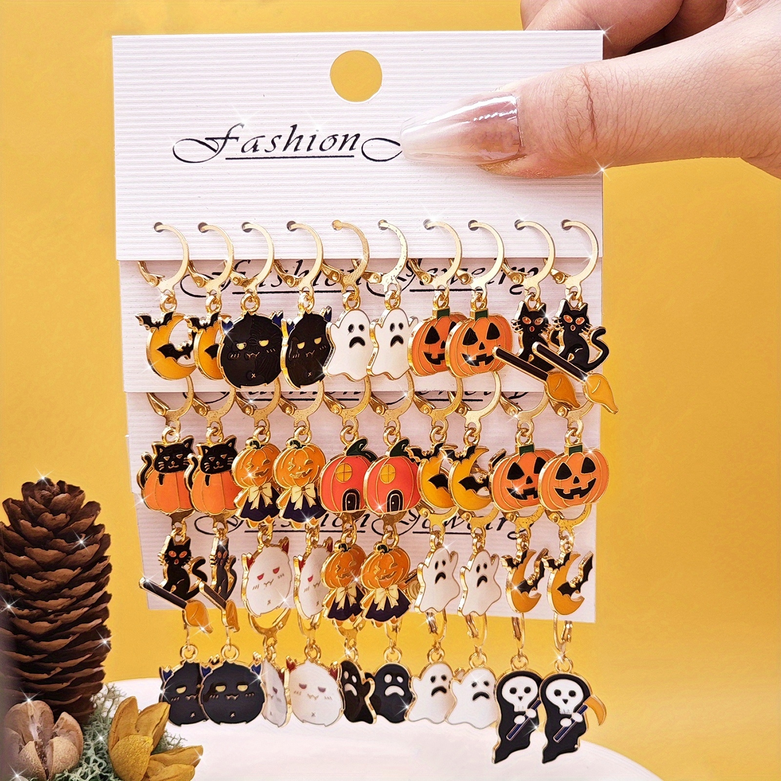 

10 Pieces, Earrings Set, , Pumpkin, Earrings, Alloy Earrings, Stainless Steel Earrings, Suitable For Holiday Party Accessories