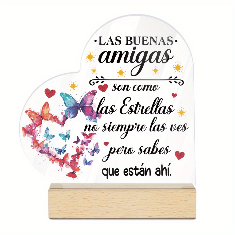 TEMU Placa Acrílica 2D con Base de Madera - de Española " Son Como Estrellas" - Estilo , Decorativa Multiusos para Escritorio, Hogar, Dormitorio -