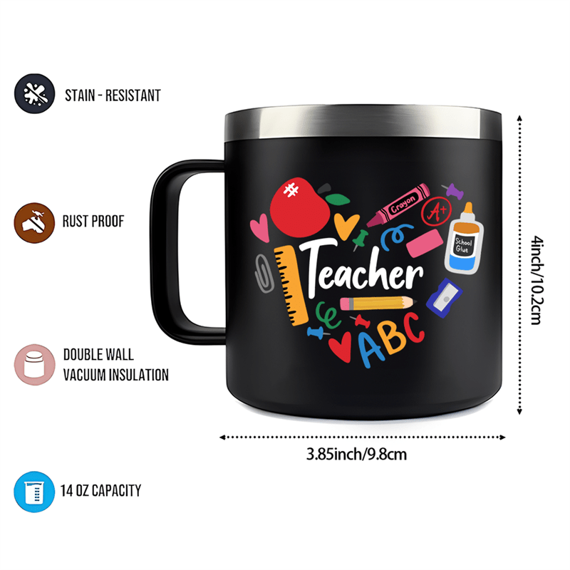 1pc   stainless steel insulated mug double wall vacuum thermal spill proof ideal teacher gift   coffee tea hot beverage cup   teacher appreciation birthday back to school graduation thoughtful stainless steel tumbler for   educators car mug outdoor camping travel sports cup no electricity needed no feathers 3