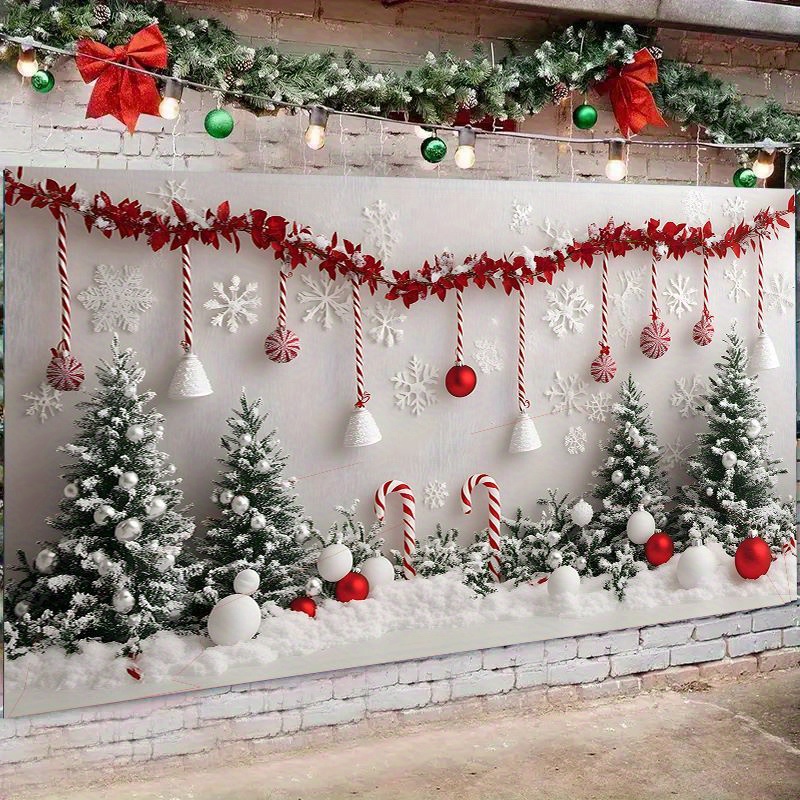 

1pc Christmas Decorations On The Walls Pattern Garage Door Banners, Wall Murals, Interior And Exterior Decorations, Large Door Covers, Holiday Party Backgrounds