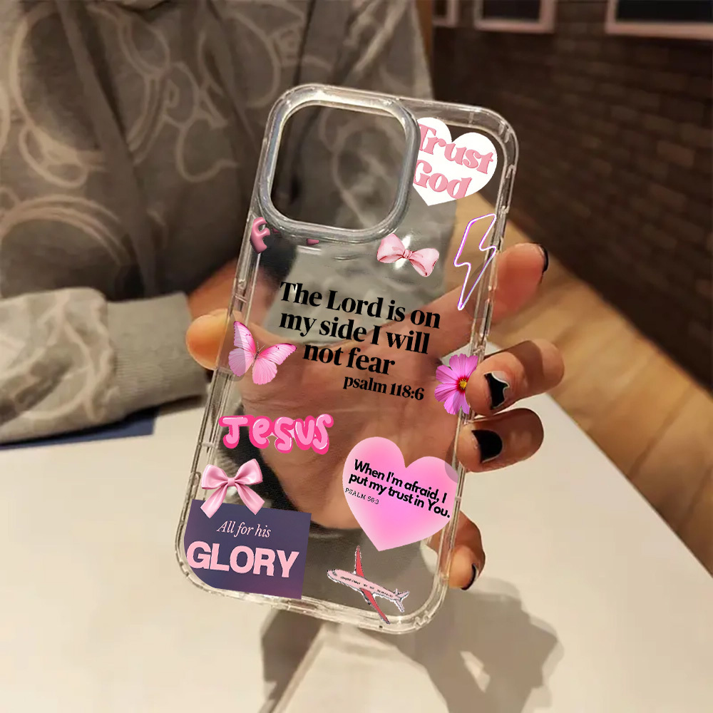 Faith Over Fear Psalm Christian Aesthetic Clear Phone Case for Iphone 16 11  15 14 13 12 Pro Max XR Plus Case Girly Transparent Phone Cover Birthday  Christmas Gifts for Women Christian Gifts for Women ...