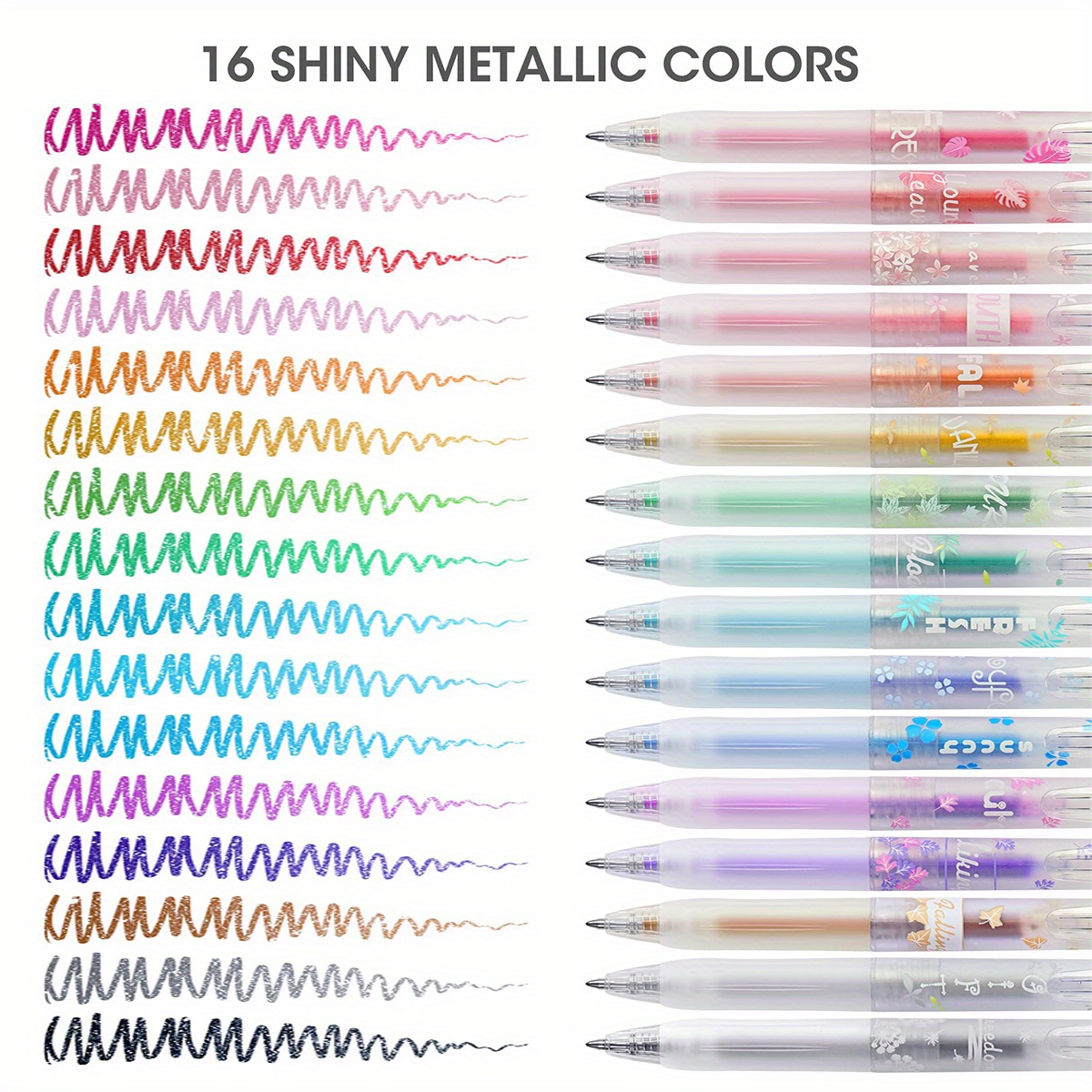 

Stylos gel rétractables 16 couleurs, pointe fine 0,7 mm, stylos à paillettes pour une écriture fluide, le coloriage, les , la journalisation et les manuels, avec une prise en main ergonomique.