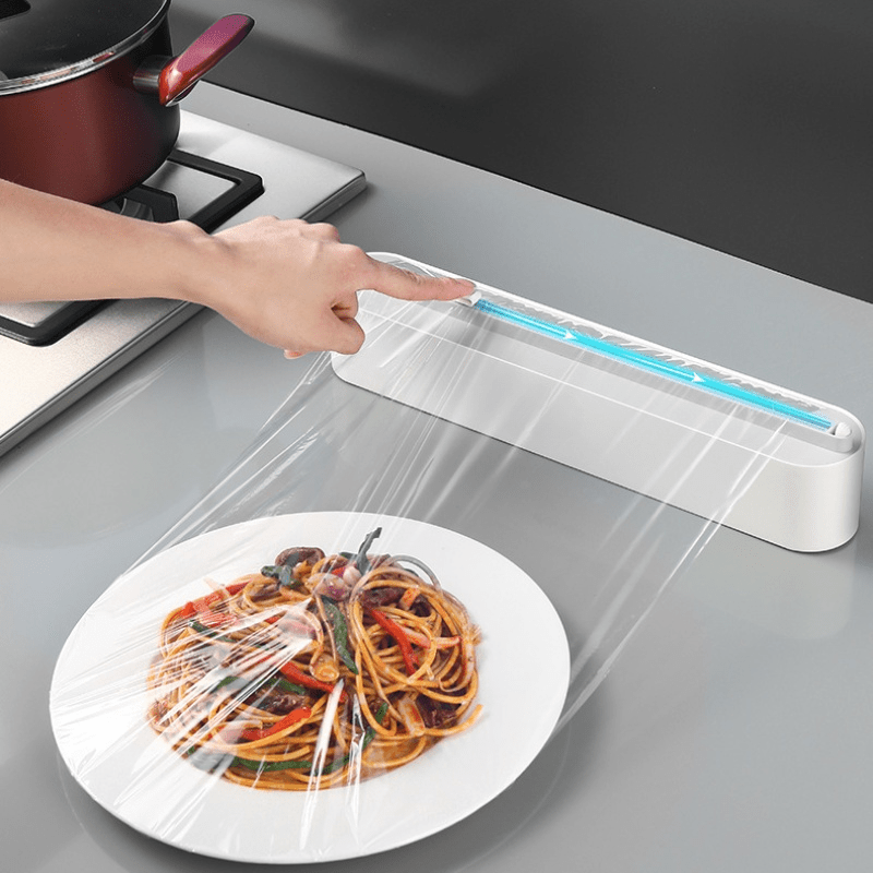 

Cling Wrap With Slide Cutter, Aluminum Foil Dispenser With Cutter Plastic Wrap With Slide Cutter, Wall-mounted Magnetic Cling Film Kitchen Paper Storage Cutter Foil Dispenser With Cutter