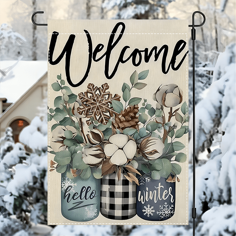 

Double-sided Winter Christmas Garden Flag - Polyester, Waterproof Burlap, Outdoor Home & Patio Decor, 12x18 Inches, No Pole Included