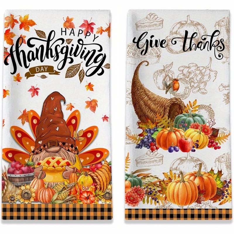 

2pcs Towels - 18x26 , - Polyester, & Christmas Turkey, & - For Decor & Housewarming