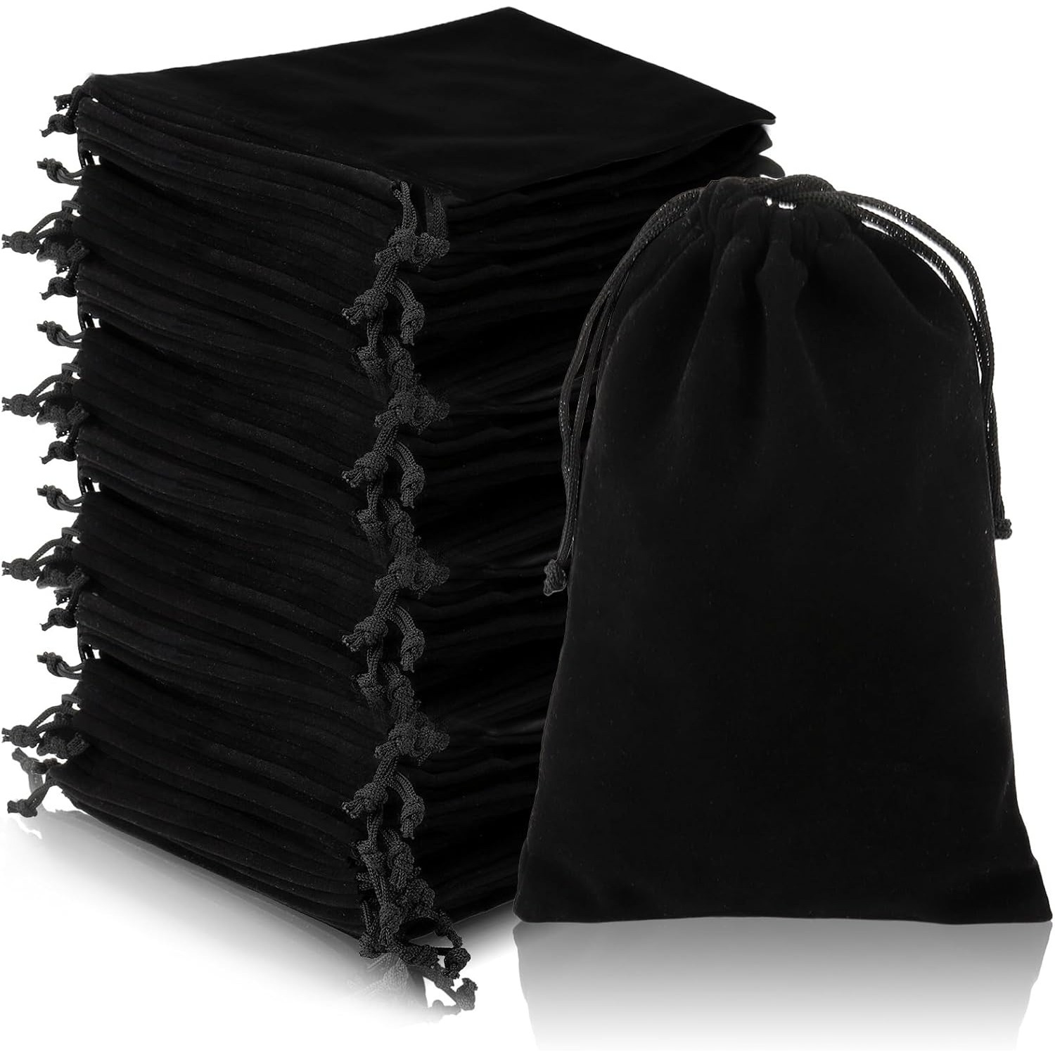 

Velvet Drawstring Bags | 50pcs Black Velvet Pouches 5x7 Inch | Soft, Double Drawstring Closure | Ideal For Jewelry, Bracelets, Headphones & Gifts | Elegant Retail Packaging With Frayed Edges