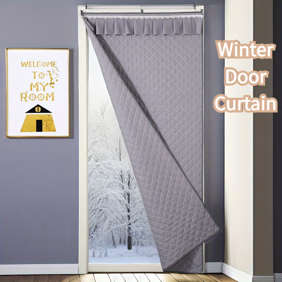 

1pc Cozy Quilted Winter Door Curtain - , Soundproof & Warm Insulation, Easy No-drill Installation, Classic Gray, 35.4x78.7 Inches For Bedroom & Living Room Decor, Curtains For Living Room