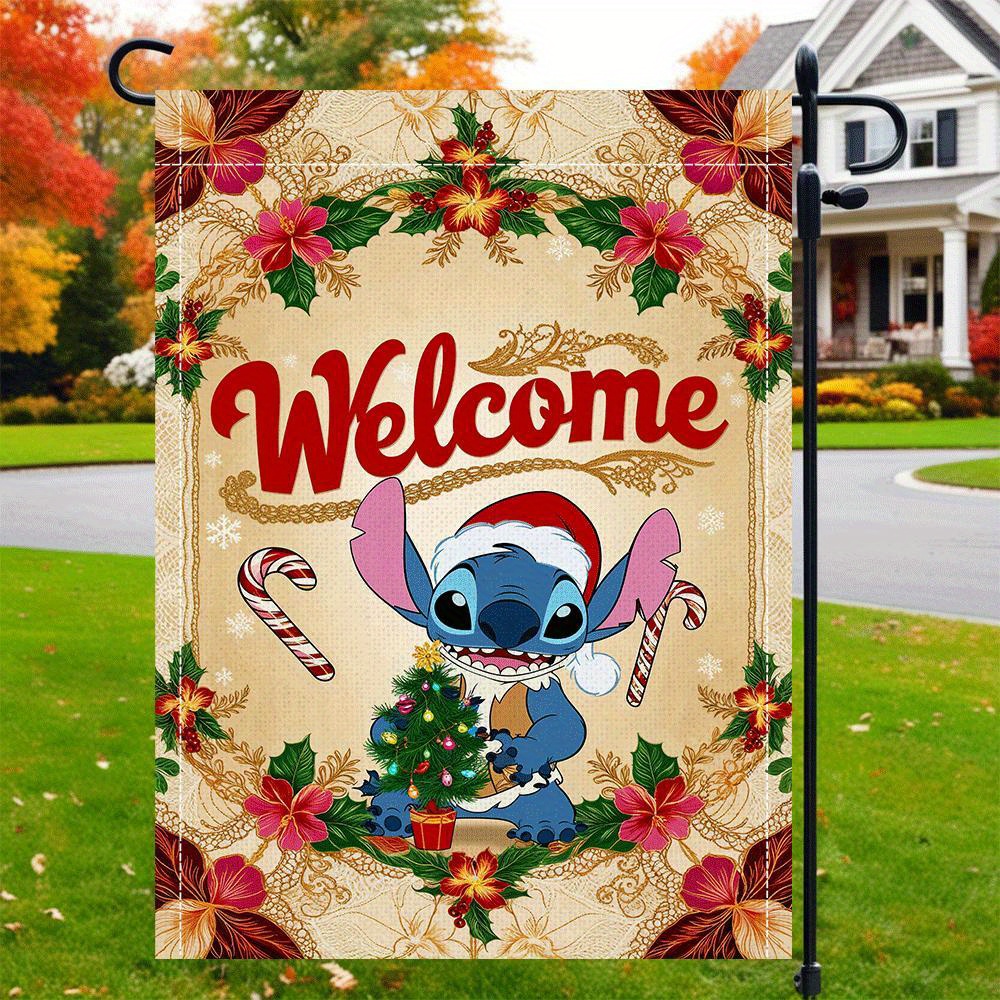 

Jit Christmas Stitch Decoration Garden Flag - Polyester, Cartoon Welcome Flag, Outdoor Garden Decoration Flag (1pc)