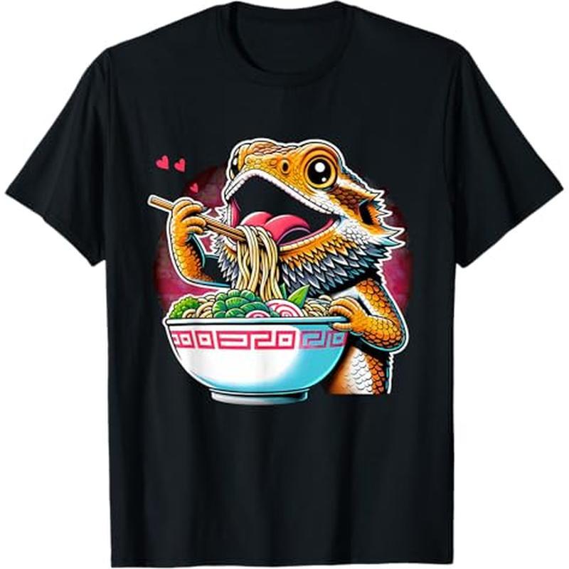 

Kawaii Anime Bearded Dragon Ramen T-shirt, 100% Cotton, Halloween Thanksgiving Christmas Gift For Men Women , S-xxxl, Black