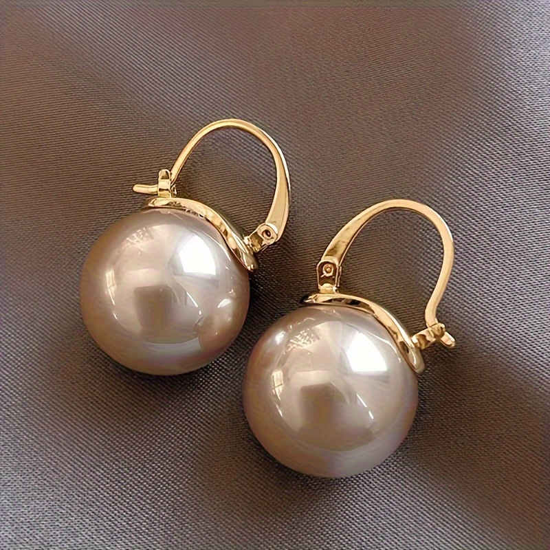 

A Pair Of Elegant Golden Geometric Earrings, With Round Imitation Pearls, S925 Pure Silver, Suitable For Women's Multifunctional Jewelry