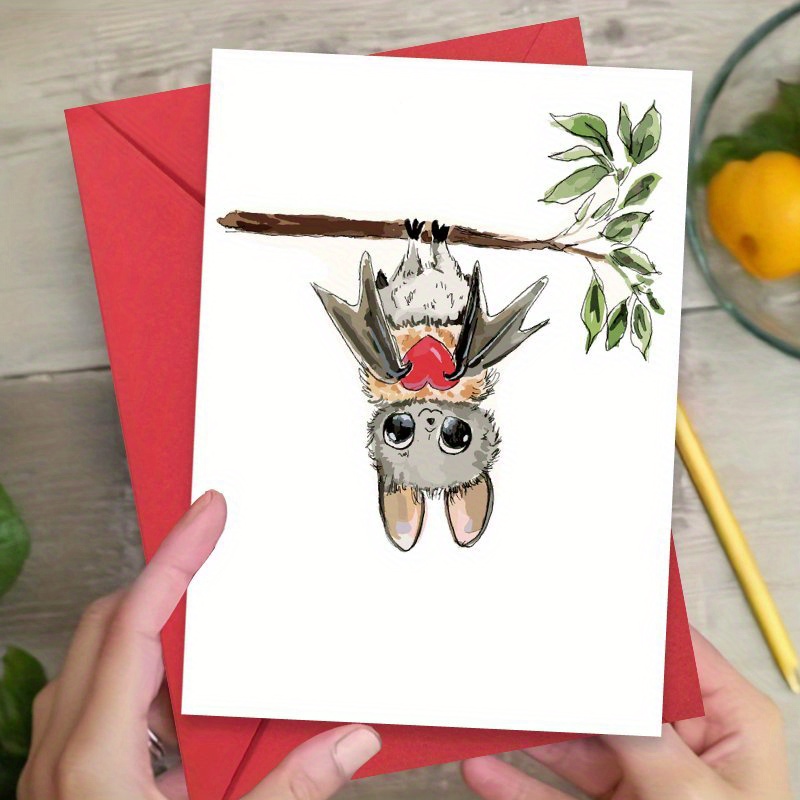 

1pc Cute Bat Themed Greeting Card, Ideal For Goths And Horror Enthusiasts, As Weddings, Birthdays, Anniversaries, And Valentine's Day