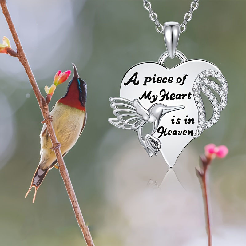 

1pc " My Heaven" Hummingbird Memorial Necklace, Fashion Elegant Hummingbird Pendant Necklace, Unisex Jewelry, Thanksgiving Christmas Birthday Gift Commemorative Gift