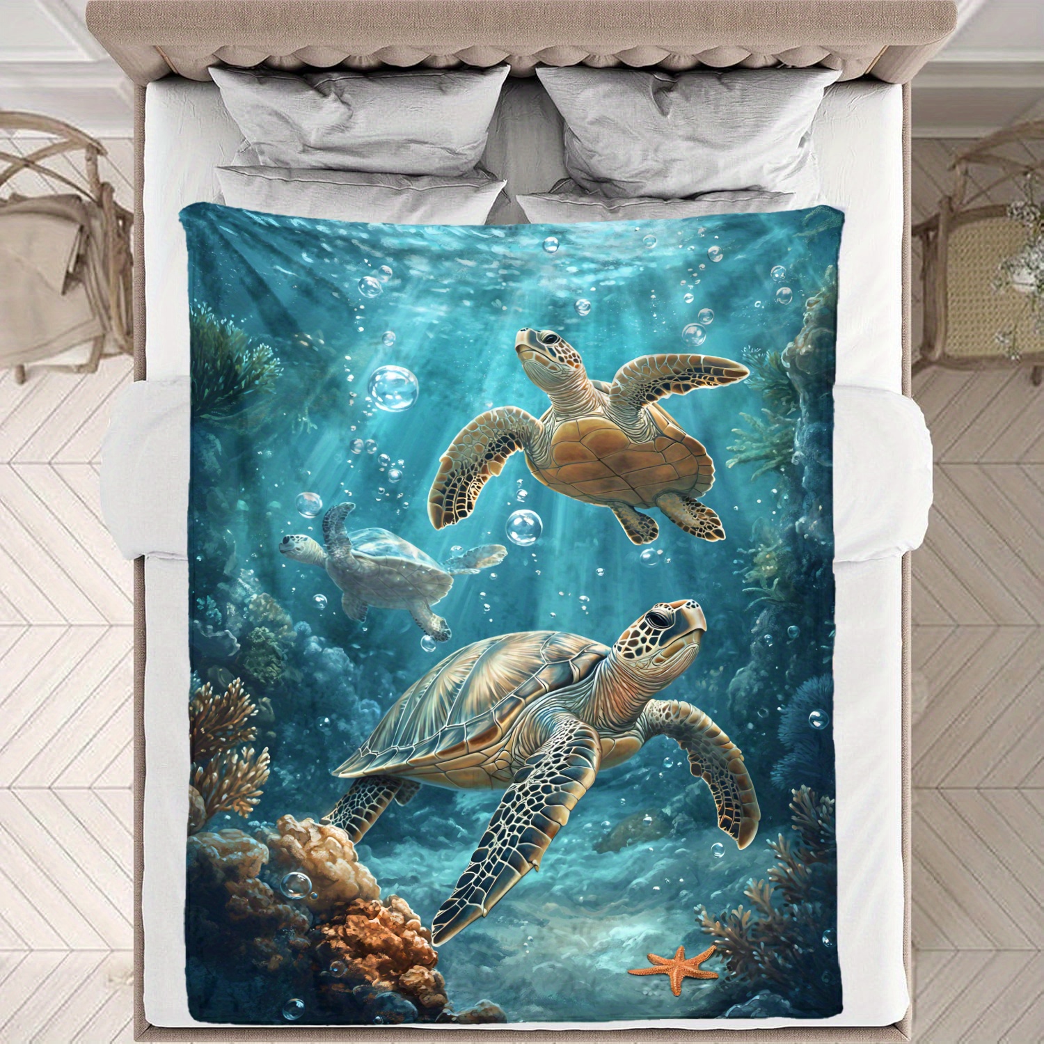 

en imprimée tortue les des tortues, , mélangées, toutes , chalet, tricotée, numérique, fioritures, , tissu 200-250g, literie maison et cuisine, jeté, de