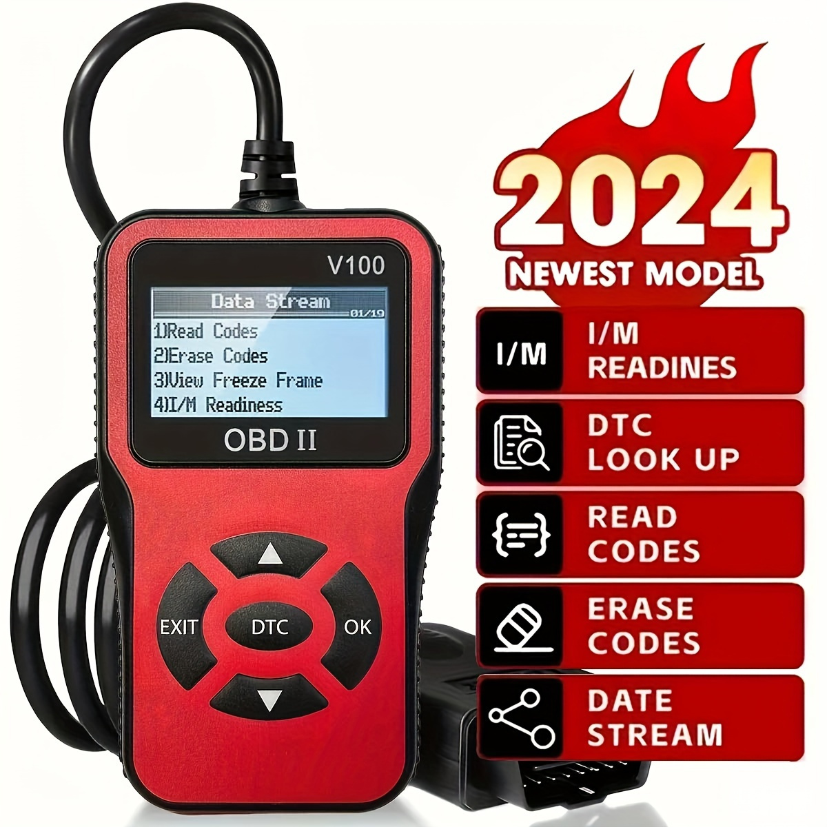 

Diagnostic Scanner Tool - Engine Fault Codes, Battery Health, And Offers Real-time Data Streaming For All Cars - Easy-to-use, With Usb Power