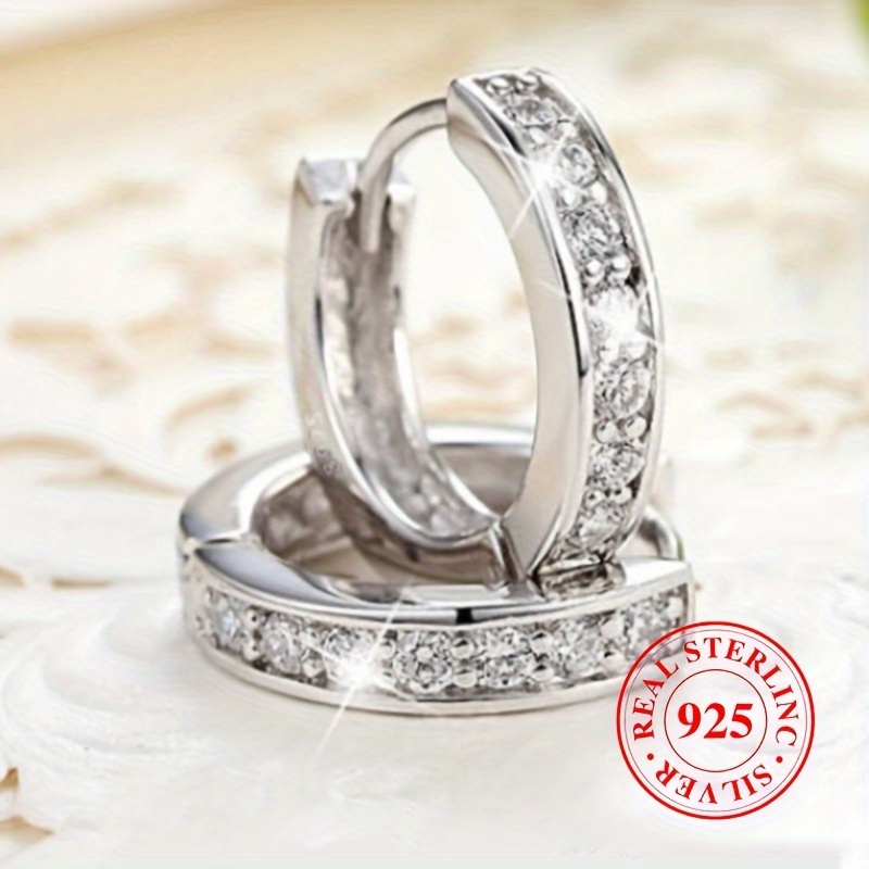 

925 Sterling Silver Hypoallergenic Hoop Earrings Embellished With Zirconia Elegant For Women Engagement Wedding Earrings