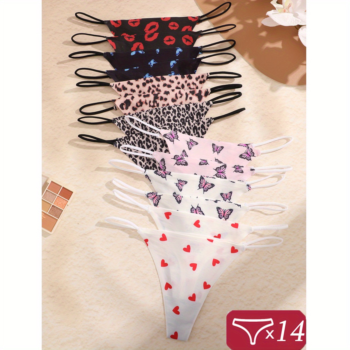 

14pcs Leopard -string Seamless Women Thong Lingerie Panty Underwear Female Intimates