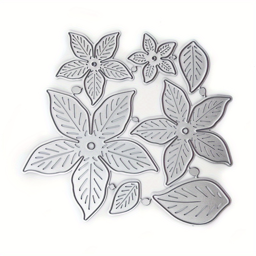 Image of Thanksgiving, Christmas & New Year 1pc Christmas Flower Metal Die Cuts For Card Making, Cutting Dies Stencils For Diy Scrapbooking Photo Album Paper Crafting Embossing Template