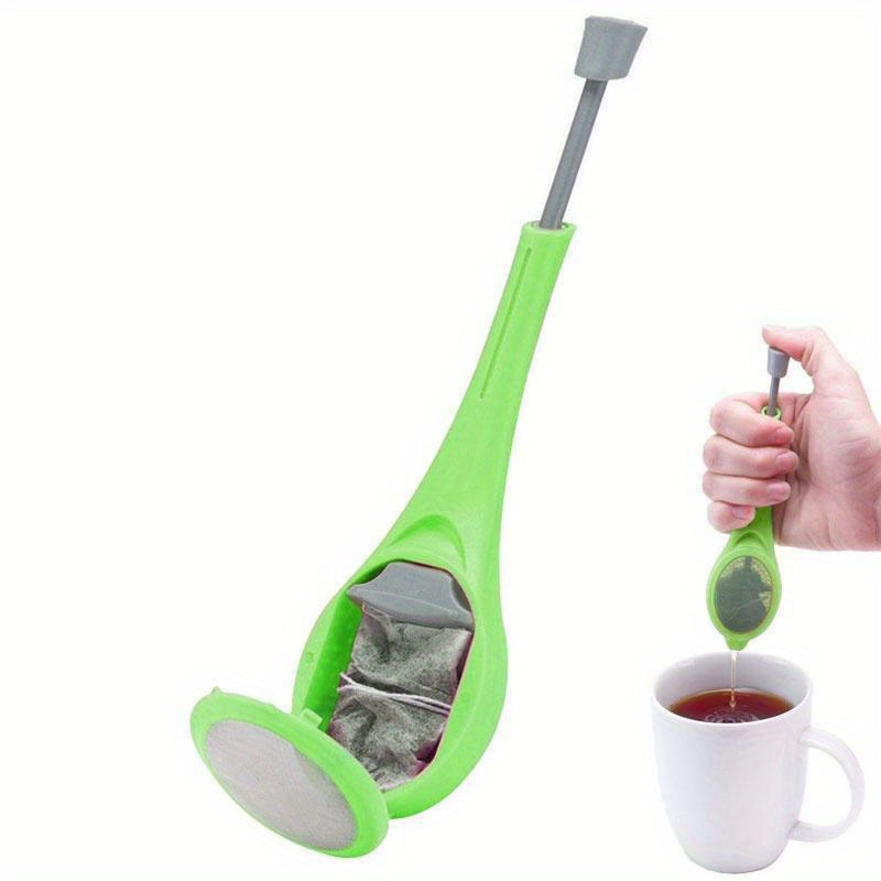   innovative   infuser metal tea coffee strainer with stirring press handle   and   gadget for loose leaf tea and ground coffee details 0