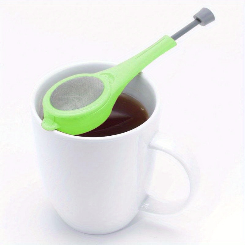   innovative   infuser metal tea coffee strainer with stirring press handle   and   gadget for loose leaf tea and ground coffee details 3