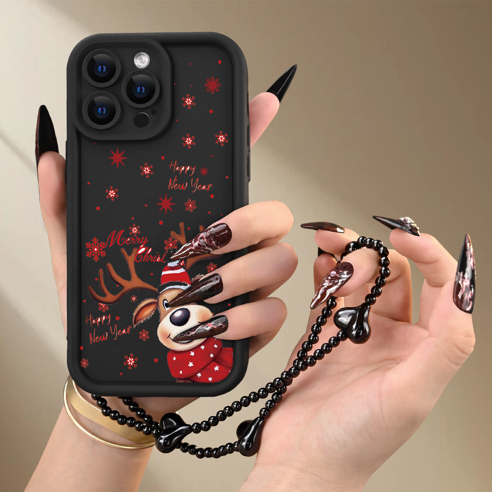 

Fashionable, Christmas Themed Reindeer Pattern Phone Case Heart Bracelet - Ultra-shockproof, Drop-proof, Precise Cutouts For Iphone 11/12/13/14/15/16 Pro Max & For S/