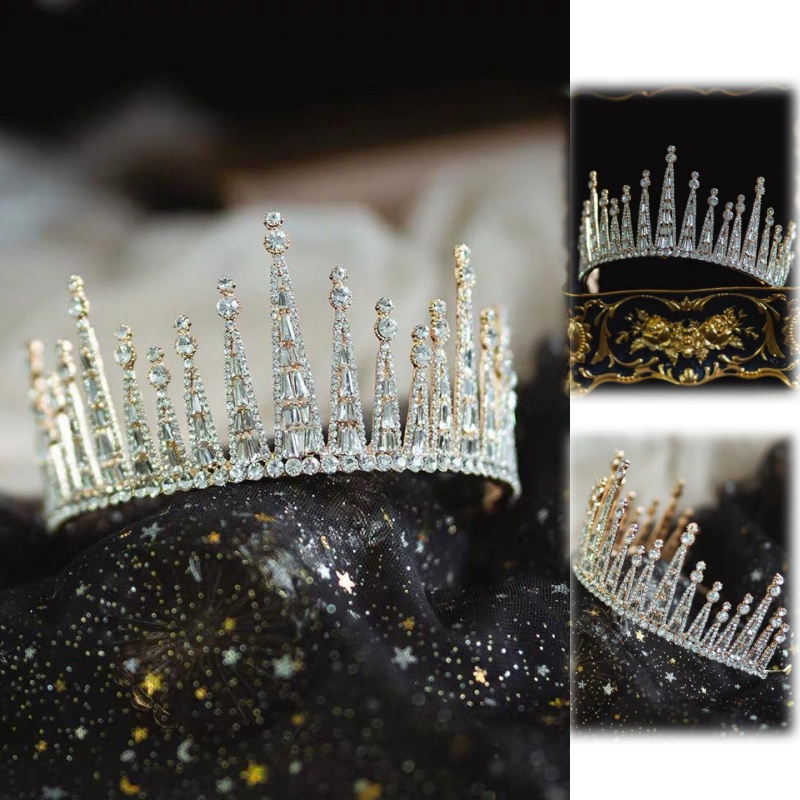 

1pc Couronne de Mariée Baroque en Cristal Brillant Tiare de Princesse pour Robe de Mariée