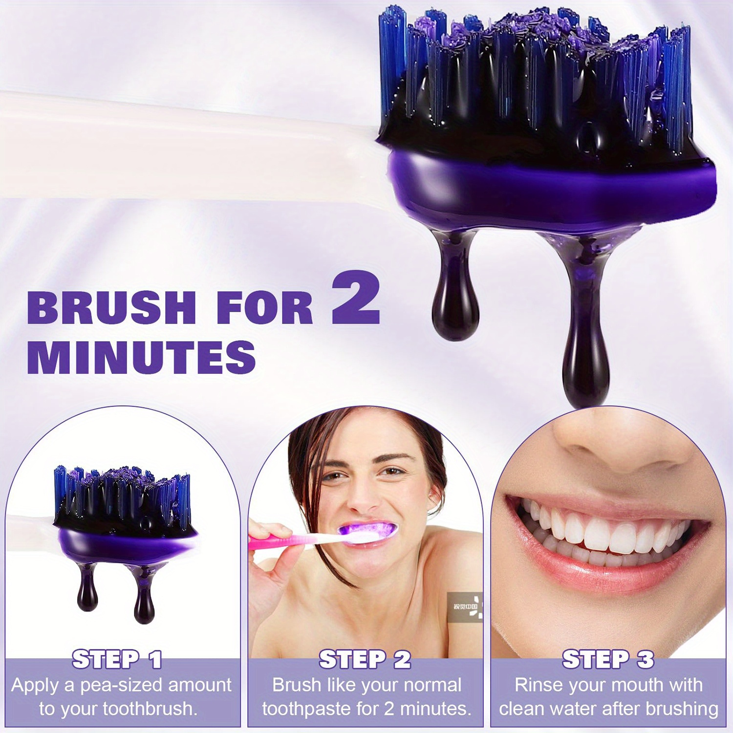 pasta de dinți ibealee purple, 35ml - albire a dinților fără  , îndepărtarea petelor profunde, împrospătează respirația, delicată și non-iritantă, conține mentă, sorbat de potasiu și polisorbat 20, până la 6 nuanțe mai strălucitoare în 1 săptămână, ideală pentru călătorii și uz casnic 7