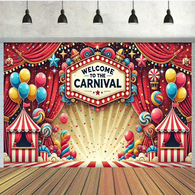 

Vibrant Carnival-themed 7x5ft Polyester Backdrop - Birthday Parties, Photo Booths & Outdoor Celebrations, No Power Needed