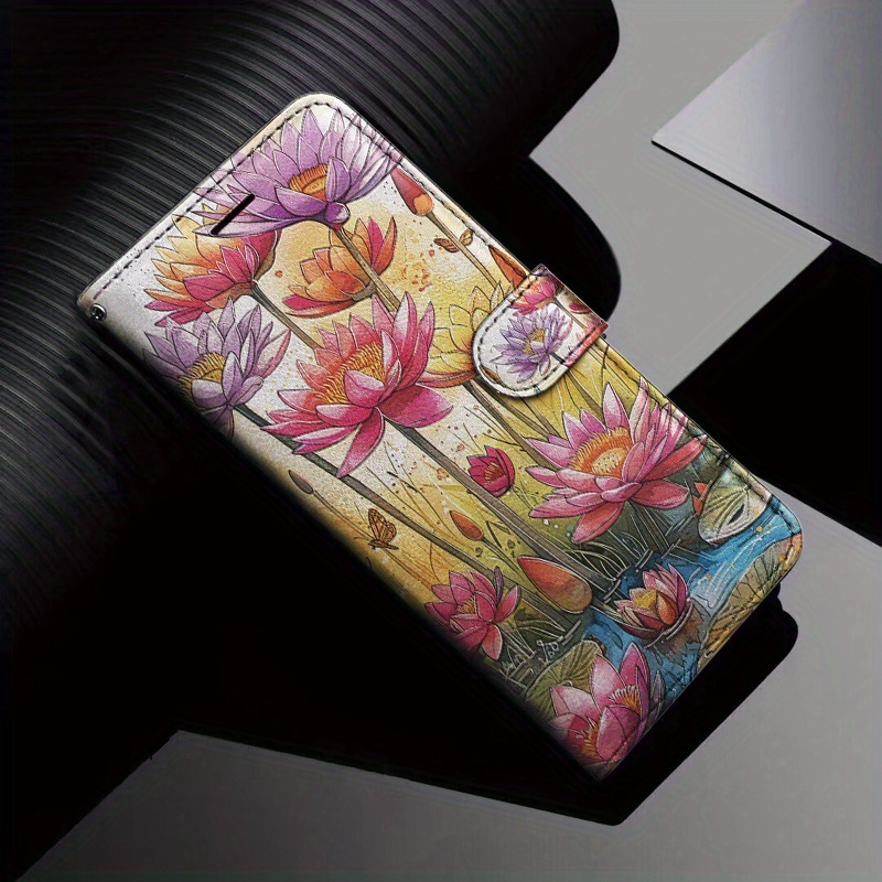 

Pink Lotus Pu Flip Wallet Case For Moto Edge G9 E7 G30 G34 G10 G20 G50 G60 S E30 E40 E20 G41 G31 G51 G71 S30 X30 G22 G52 E32 G42 G62 E22 E13 G23 G13 G53 G73 G14 G32 G84 G54 G04 Fusion Plus Play