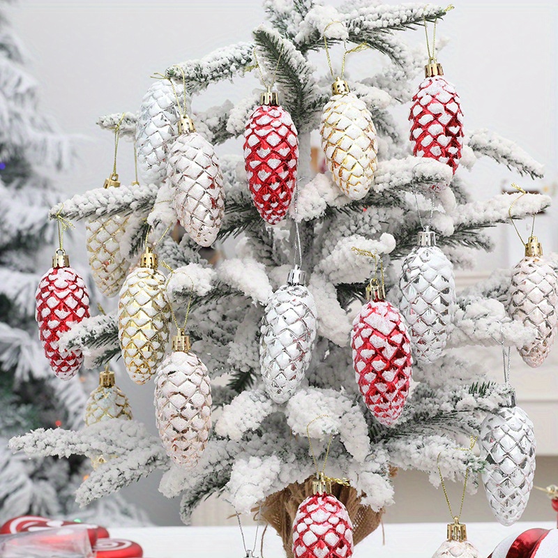 

New Christmas Decorative Props Plastic Painted Pine Cone Balls Christmas Tree Decoration Plastic Pine Cone Hanging