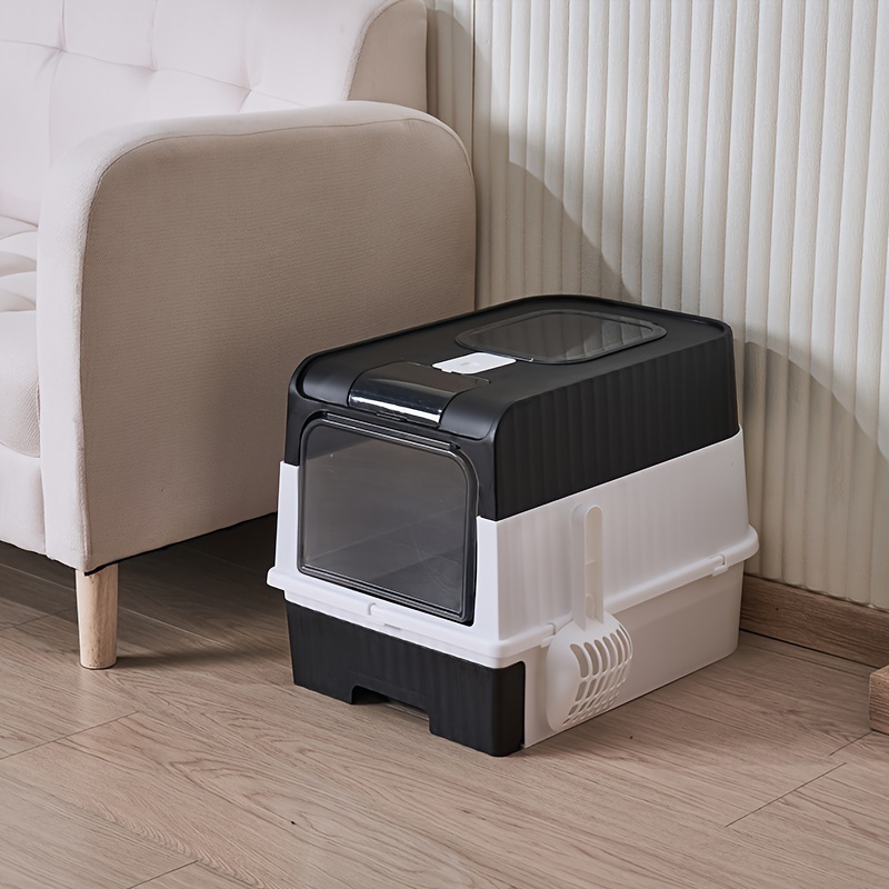 TEMU Extra Large Fully Enclosed Cat Litter Box With And Deodorant Features, Easy-clean Rectangular