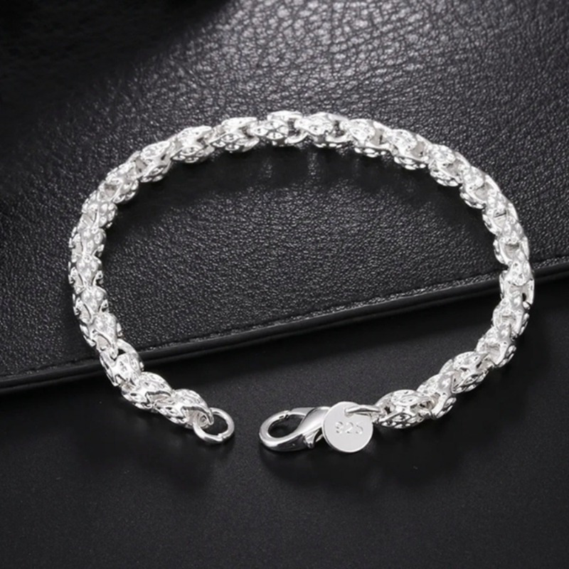 

925 Pure Silvery Chain Bracelet - Bohemian Style, Suitable For Weddings And Parties