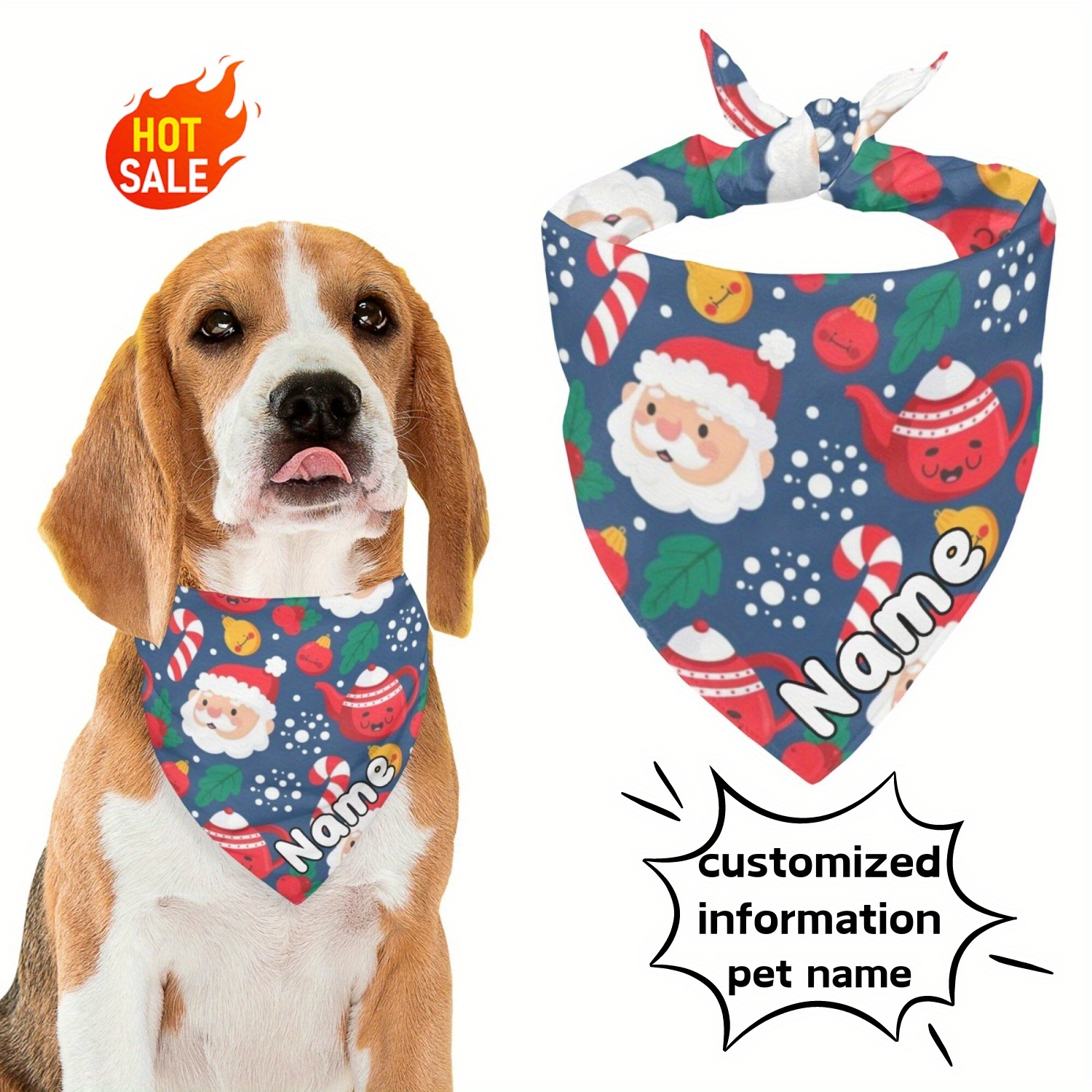 

Custom Text Dog Bandana - Perfect Gift For Pups, Ideal For Christmas & Halloween | Soft Knit Fabric, Adjustable Tie-on Design | Fits Small To Large Breeds