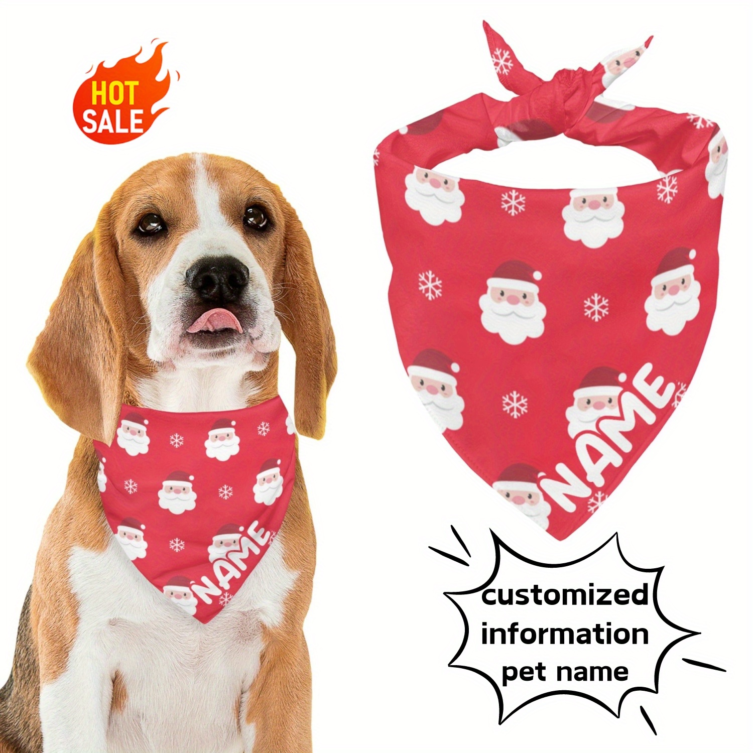 

Custom Text Dog Bandana - Perfect Gift For Pups, Ideal For Christmas & | Soft Knit Fabric, Adjustable Tie-on Design | Fits Small To Large Breeds