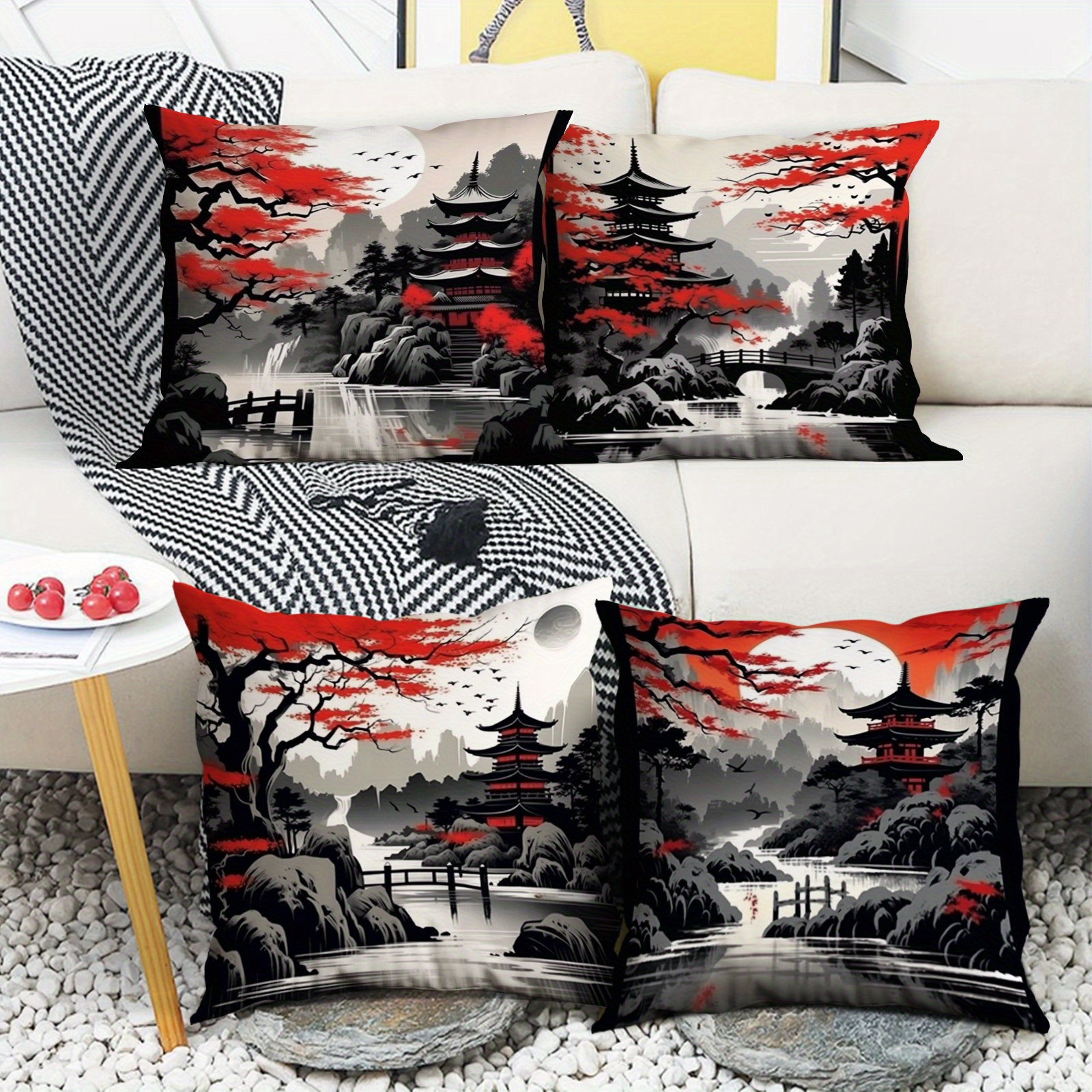 

Japanese- Pattern Pillowcase, A Set Of , , And , Suitable For , , , Car, Sofa,