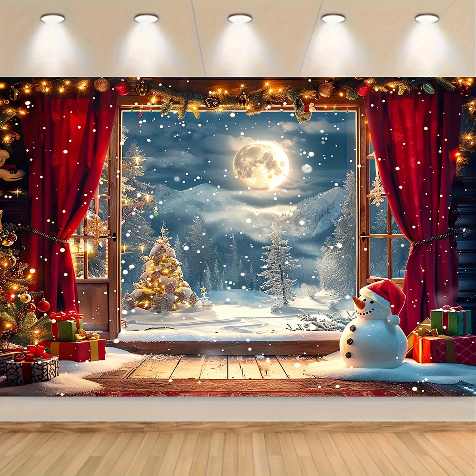 

Christmas Backdrop - Wooden , & | Polyester For Parties &