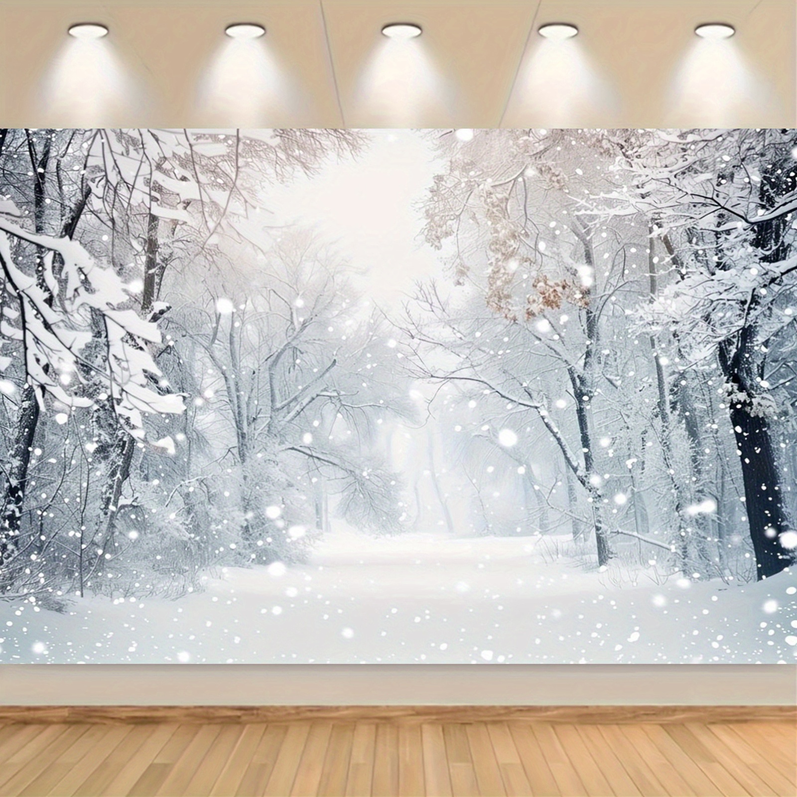 

1pc Winter Backdrop, White Path, Photography Background, Winter Backdrops For Photoshoot, Home Party Decoration, Props, Party Banner Decorations, Polyester, No Power Required, For & Party Use