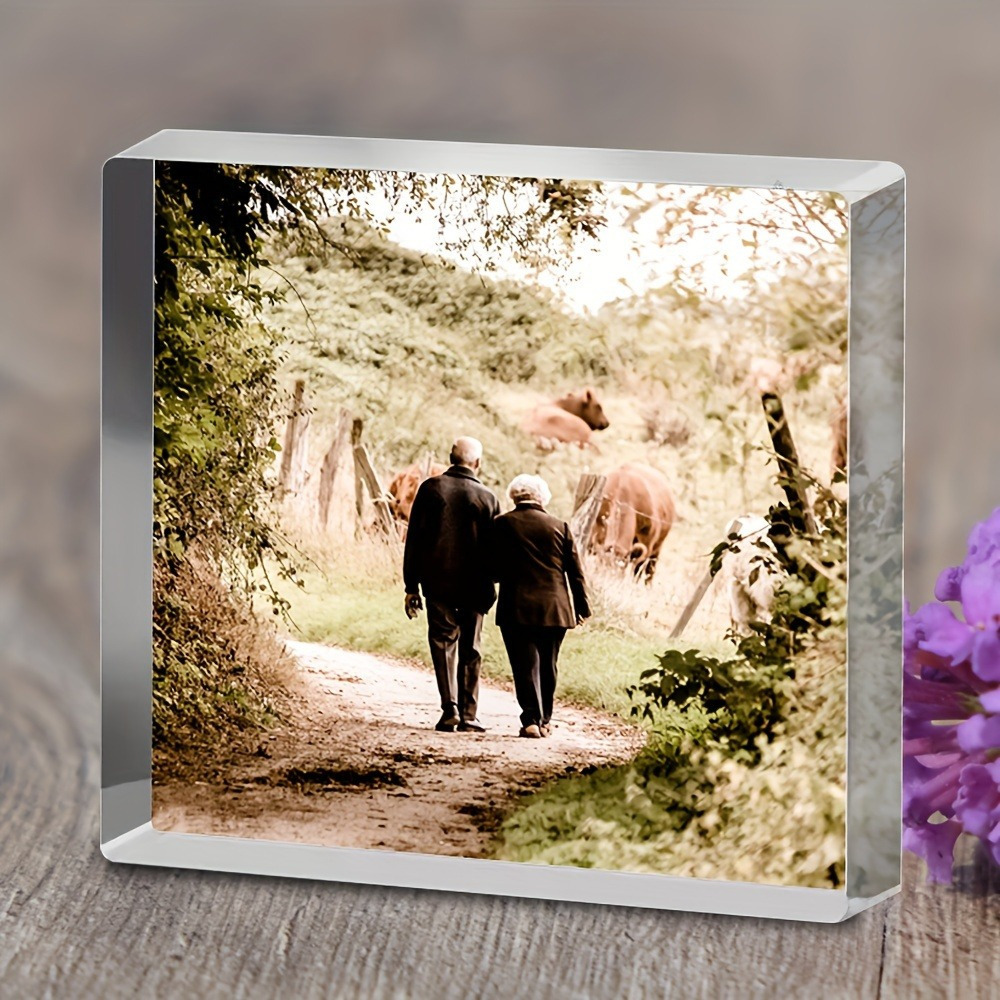 custom acrylic photo frame block personalized picture display for couples family   decor ideal gift for friends relatives 18 age group by   1pc details 0