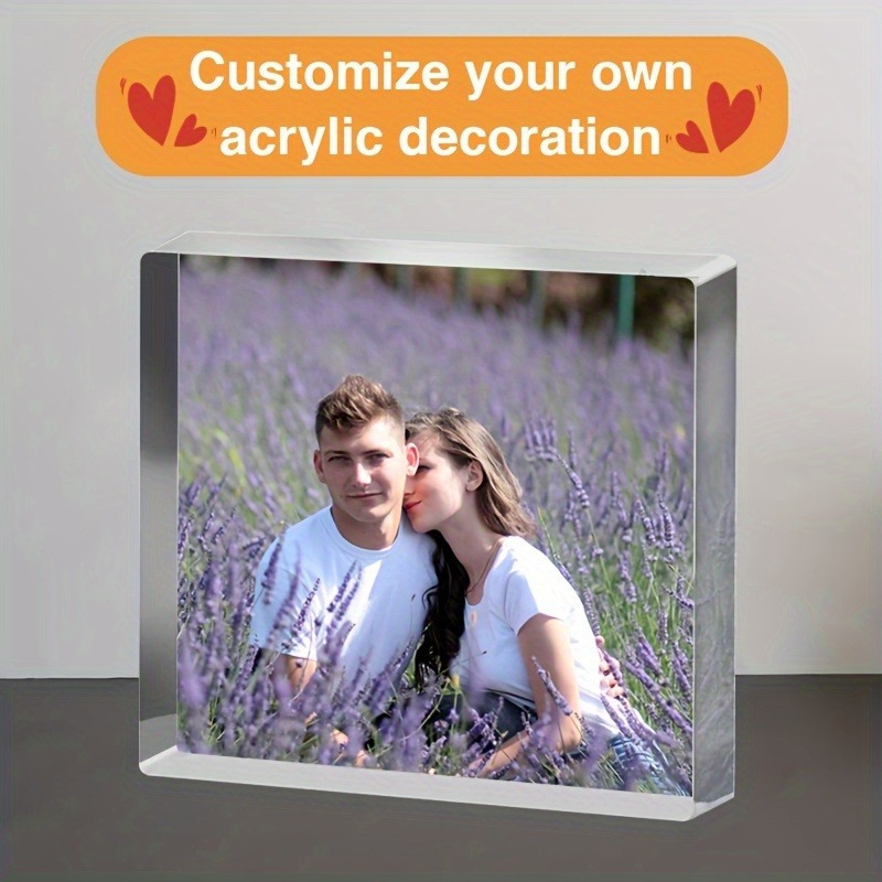 custom acrylic photo frame block personalized picture display for couples family   decor ideal gift for friends relatives 18 age group by   1pc details 4