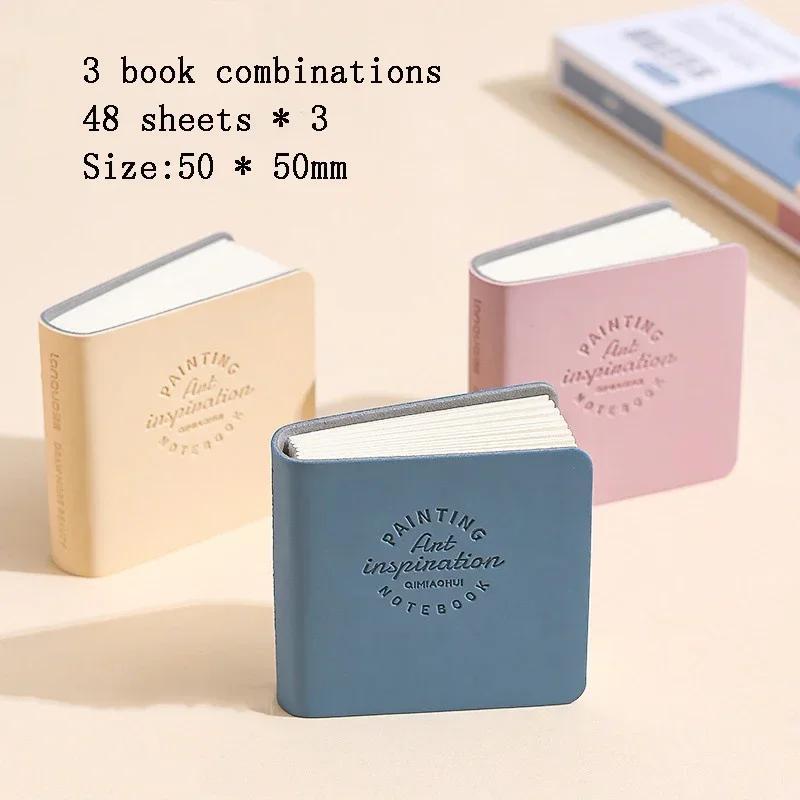 TEMU 3pcs Colorful Mini Drawing Books Square Watercolor Sketchbook Thick Paper Drawing Books Art Supplies