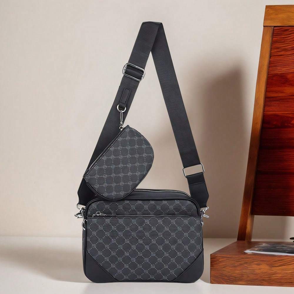 

3pcs/set Men's Shoulder Bag Set, Adjustable Strap Messenger Bag With Coin Purse, Wallet, And Clutch, For Daily And Travel
